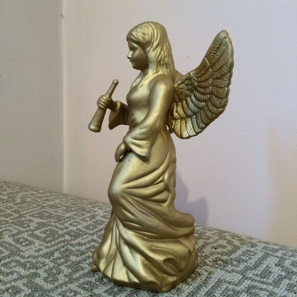 NIB NWT Golden Ceramic Christmas Angel W/ Horn - Picture 3 of 8